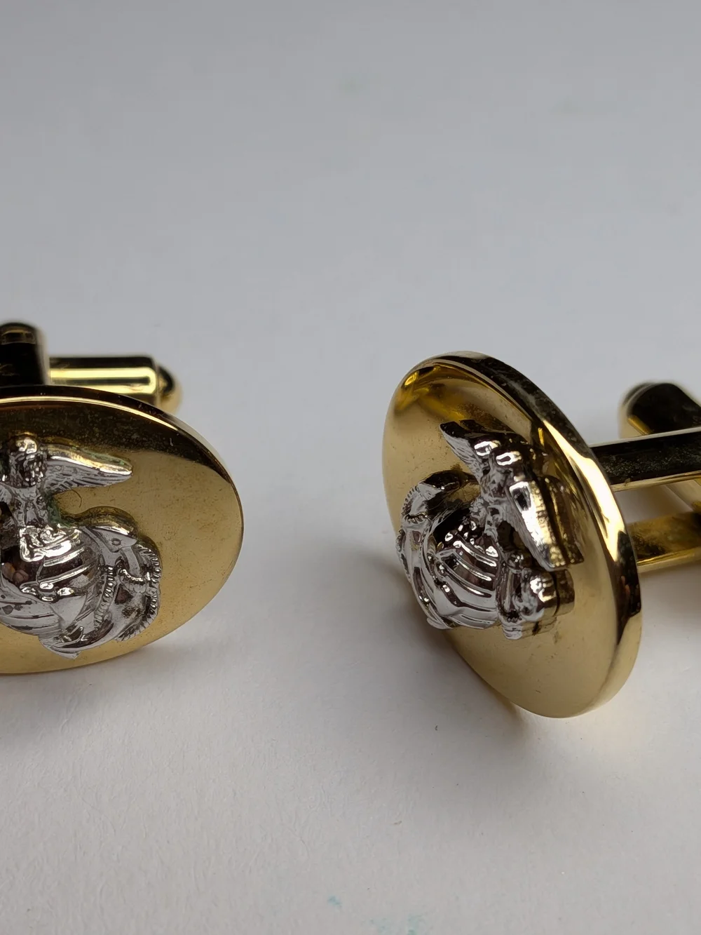Gold and Silver Marine Emblem Cufflinks - Men Accessories